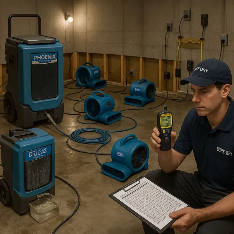 Structural Drying and Dehumidification process in Martin County, TX